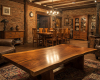 A single-slab living room table with a warm, ribbon-like wood grain, polished to a deep, mirror-like lustre.
