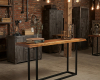 A sleek, live edge console table with a rich, high-contrast wood grain and a smooth, saten finish, ideal for industrial modern decor.