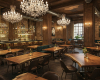 The intimate, industrial-luxe atmosphere of this restaurant is created by bespoke live edge suar wood tables.