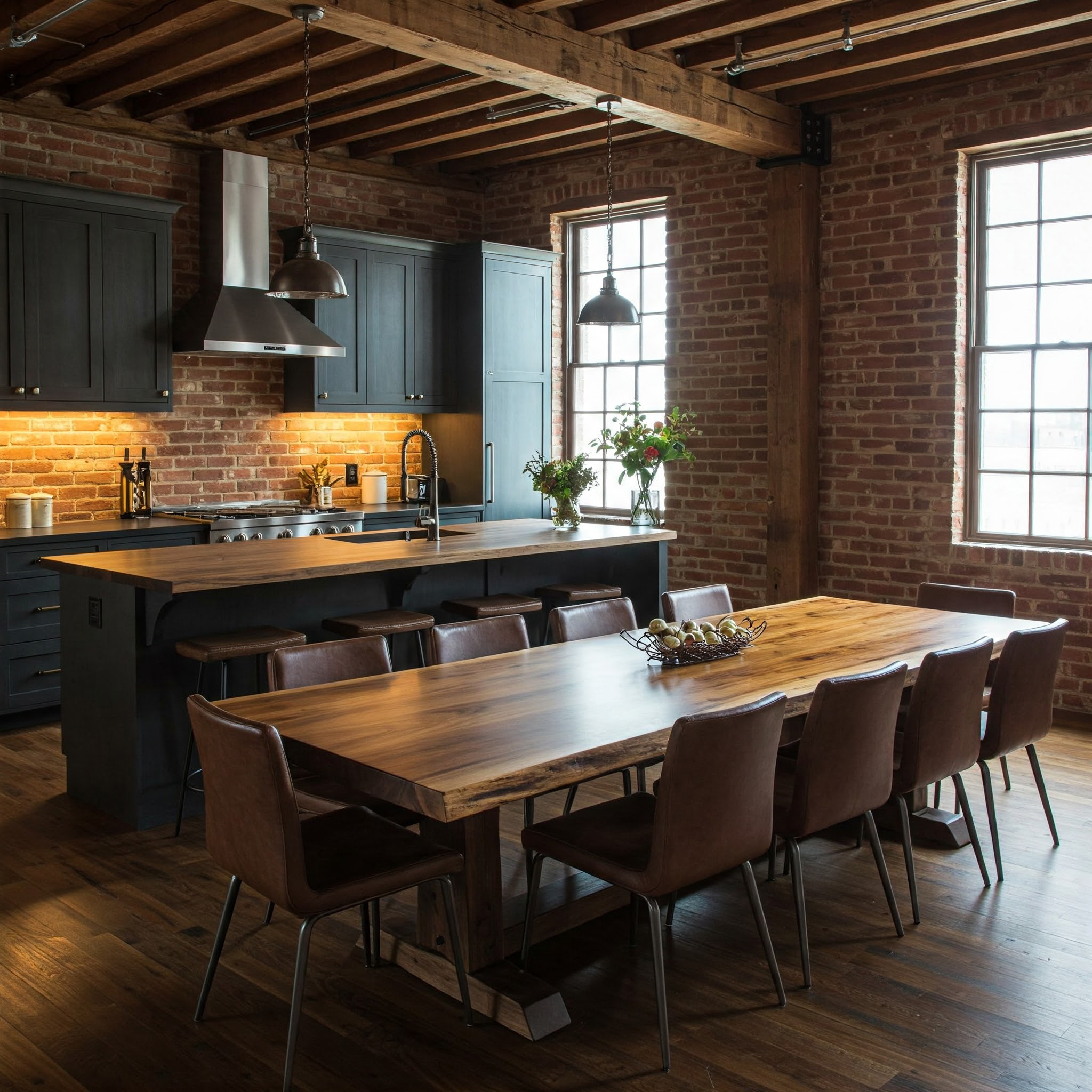 A tailored 400cm live edge dining tabletop with a sophisticated, linear grain that flows through its deep, espresso-toned wood.