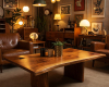 A mid-century modern style live edge table with a rich, warm grain, a subtle butterfly inlay, and a smooth satin finish.
